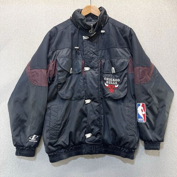 Vintage 90s Logo Athletic Chicago Bulls Jacket Coat Men's Medium NBA - Picture 1 of 11